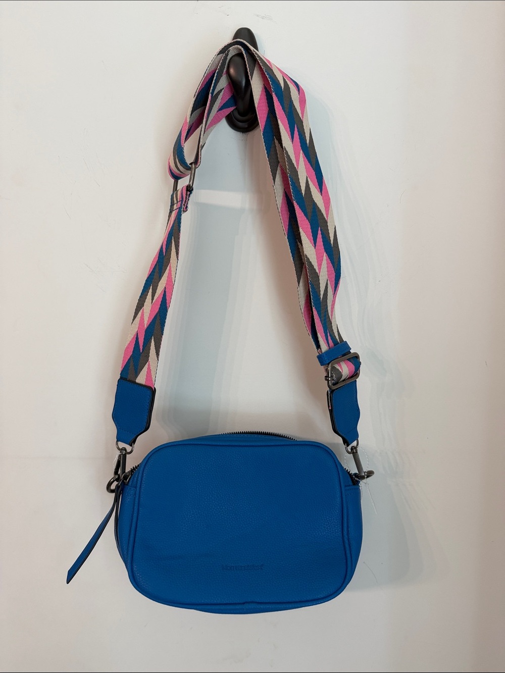 Montana West Blue Crossbody Bag with Colorful Geometric Strap